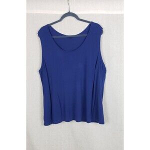 Eileen Fisher Tank Top‎ Womens 3X Blue 100% Silk Sleeveless Blouse Casual Work